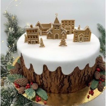 Stump with houses