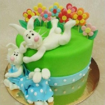 Velykinis tortas "Zuikių šeimyna"