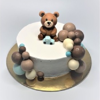 Vaikiškas tortas su meškučiu ir burbulais