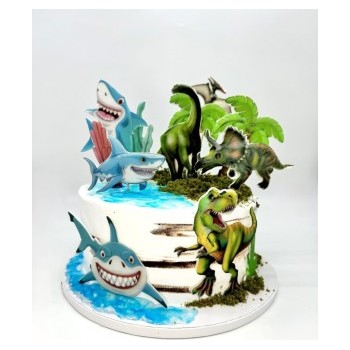Vaikiškas tortas "Dinozauras - Ryklys"