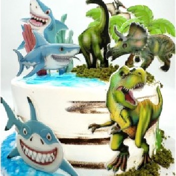 Vaikiškas tortas "Dinozauras - Ryklys"