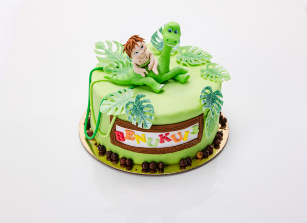 Vaikiškas tortas Dinozauriukas su vaiku