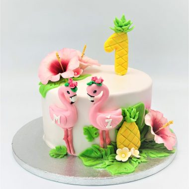 Vaikiškas tortas "Flamingai"