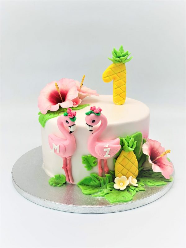 Vaikiškas tortas Flamingai