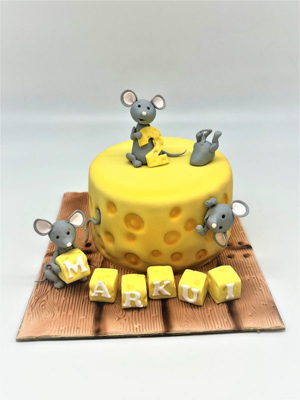 Vaikiškas tortas "Sūris su pelėm"