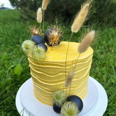 Geltonas tortas su smilgomis